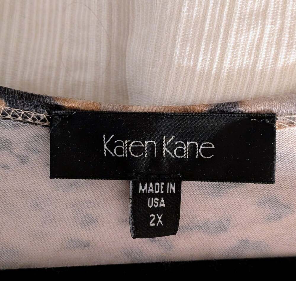 Karen Kane Women's Animal Print 3/4 Sleeve Asymmetrical Hem Tunic Top 2XL - Picture 2 of 5